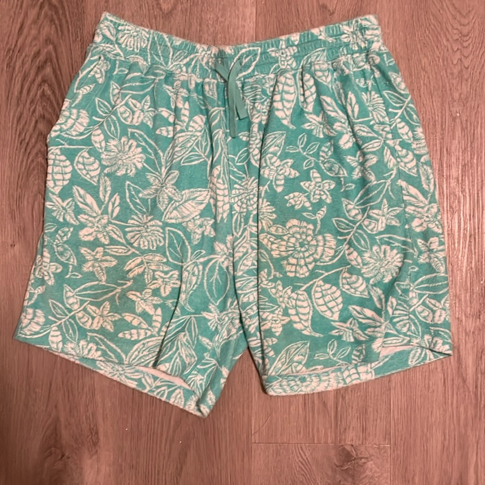 Mens Floral Print Terrycloth Shorts